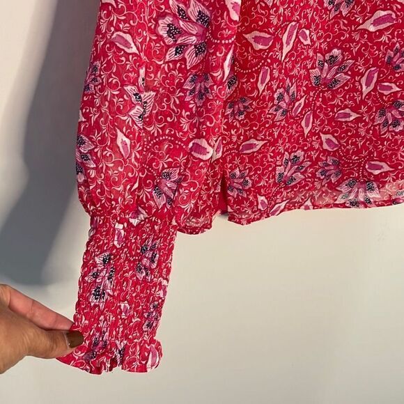 Joie Blouse. Size Small. Pink Floral Mock Neck. - Picture 3 of 7